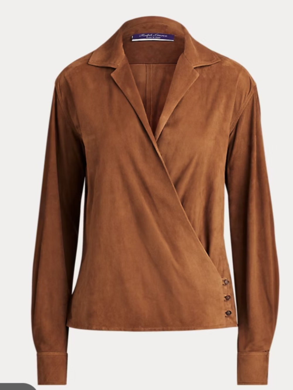 Ralph Lauren sz 2 brown capri lamb suede wrap shirt jacket - Picture 10 of 10